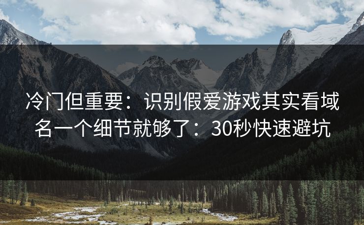 冷门但重要：识别假爱游戏其实看域名一个细节就够了：30秒快速避坑