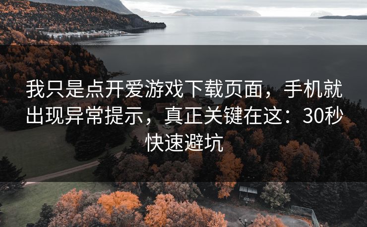 我只是点开爱游戏下载页面，手机就出现异常提示，真正关键在这：30秒快速避坑