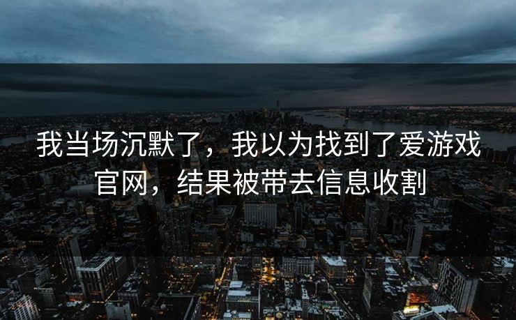 我当场沉默了，我以为找到了爱游戏官网，结果被带去信息收割