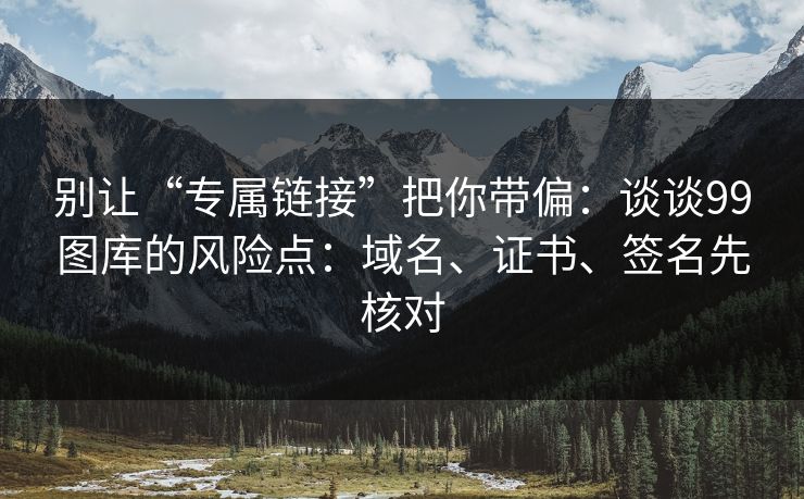 别让“专属链接”把你带偏：谈谈99图库的风险点：域名、证书、签名先核对