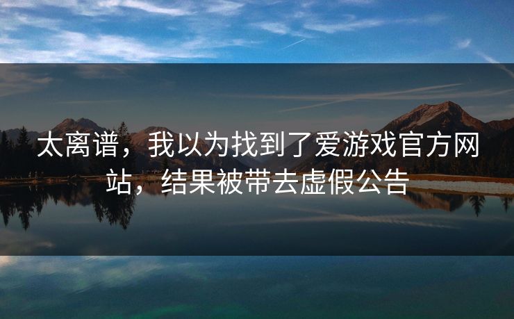 太离谱，我以为找到了爱游戏官方网站，结果被带去虚假公告