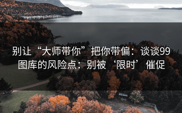 别让“大师带你”把你带偏：谈谈99图库的风险点：别被‘限时’催促