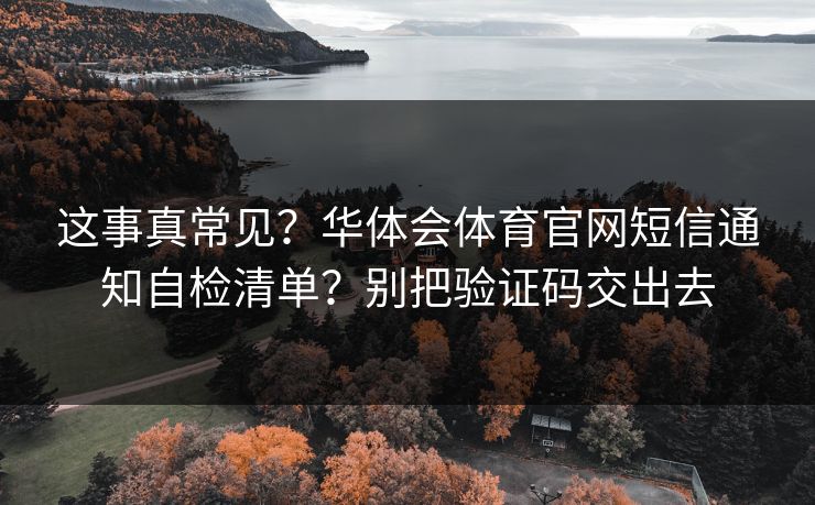 这事真常见？华体会体育官网短信通知自检清单？别把验证码交出去